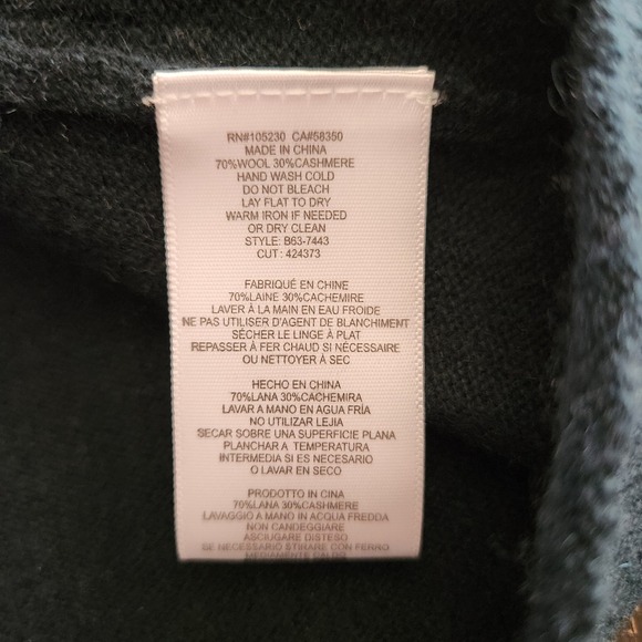 Joie Cashmere Wool Asymmetrical Hem Sweater Dark Green Size M 3/4 Sleeves - Picture 7 of 10